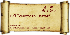 Lövenstein Dezső névjegykártya